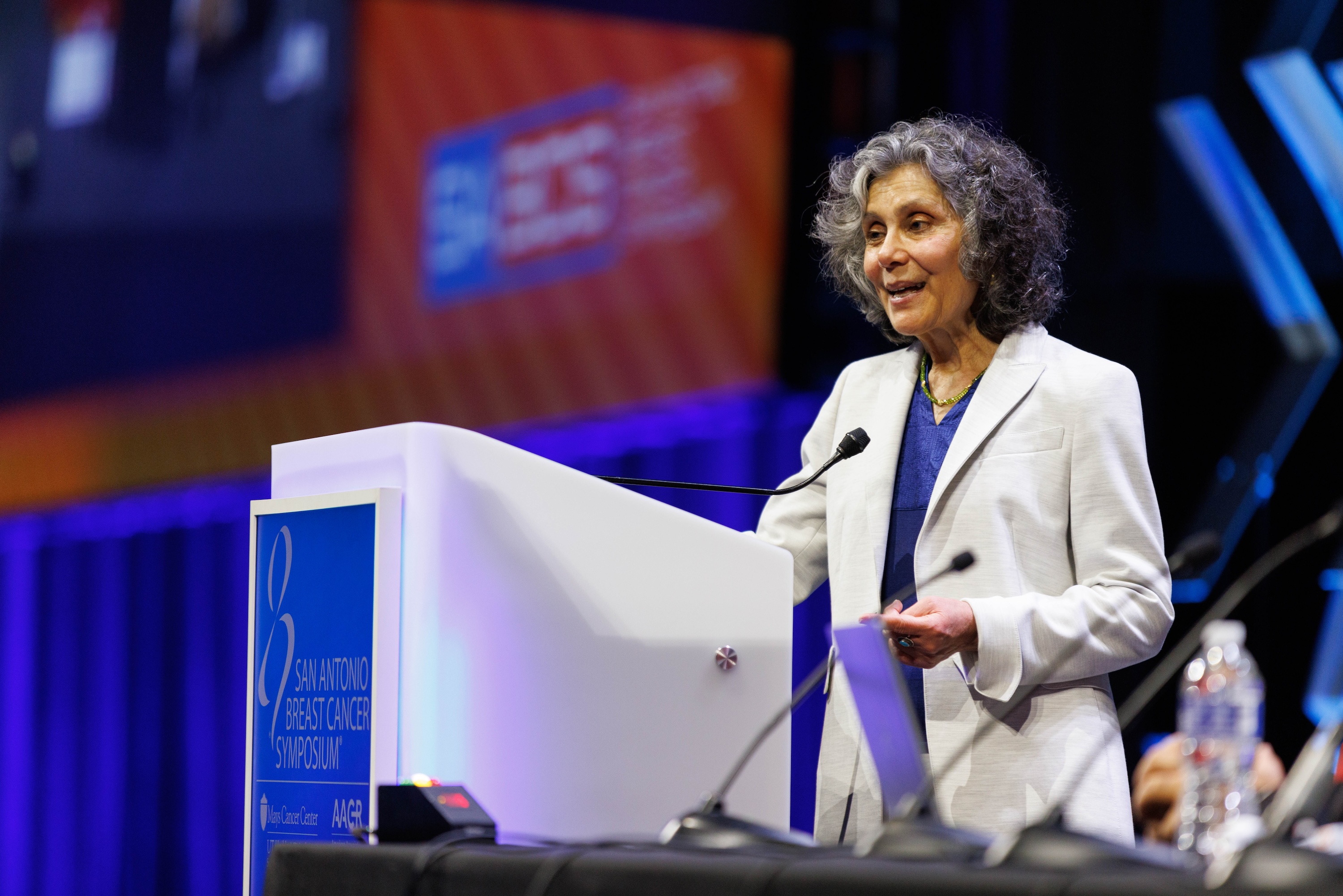 Dr. Seema A. Khan discusses her work during the General Session at SABCS 2023.