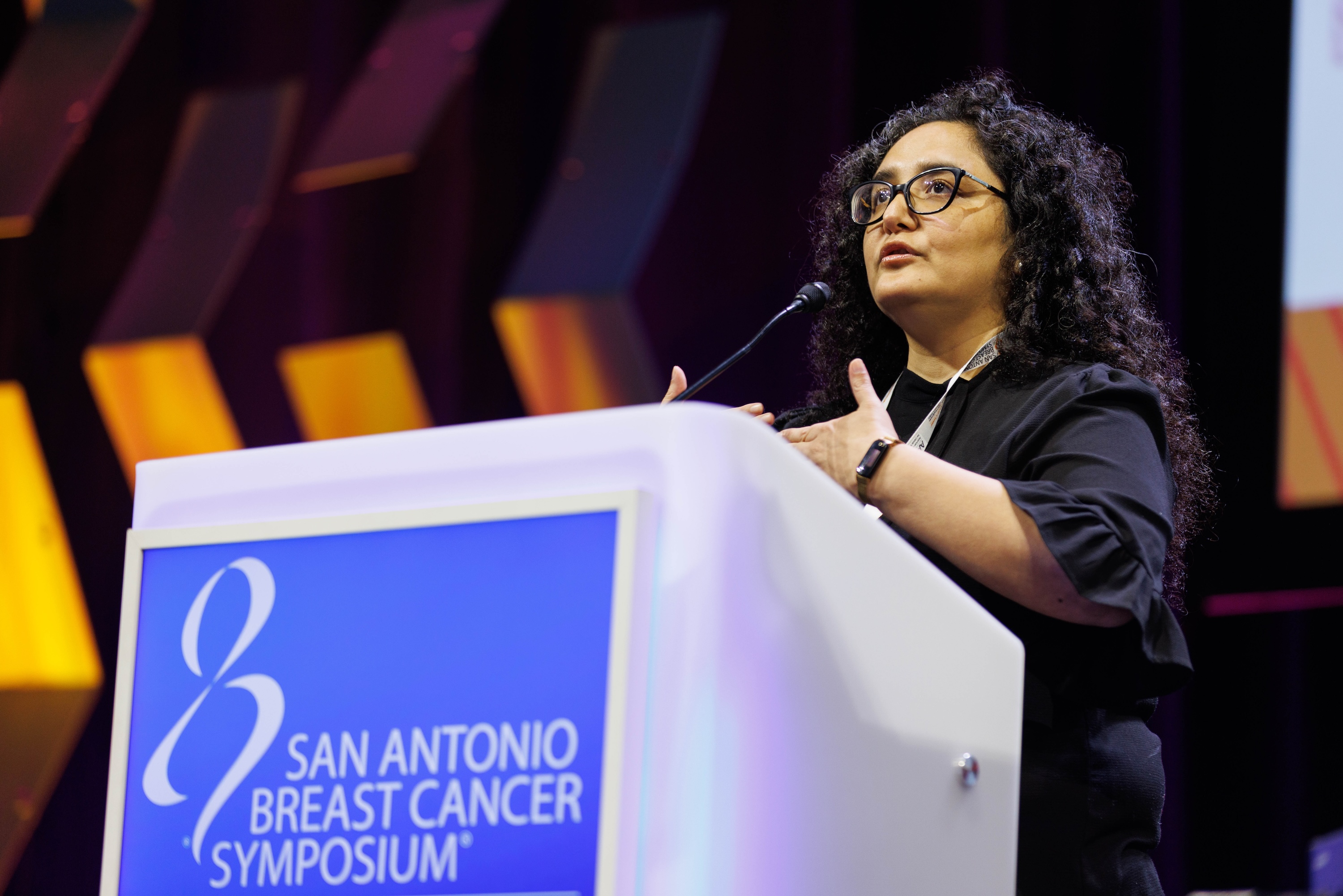Dr. Fresia Pareja discusses her work during the General Session at SABCS 2023.